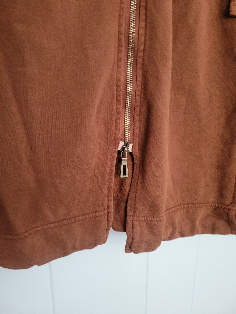 NWT Wearables XCVI Fleece Funnel Neck Longcoat Zip Front Brown Cinch Hem LG - Picture 8 of 16
